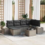 vidaXL Trädgårdsoffset 7 pcs Grå 264 x 154 x 85 cm Poly rattan