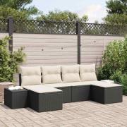vidaXL Trädgårdsoffset 6 pcs Svart och gräddvit 184 x 62 x 85 cm