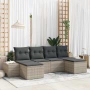 vidaXL Trädgårdsoffset 6 pcs Ljusgrå 184 x 62 x 85 cm Poly rattan
