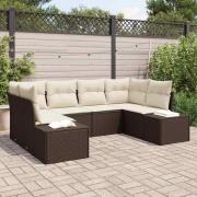 vidaXL Trädgårdsoffset 6 pcs Brun och gräddvit 234 x 154 x 85 cm