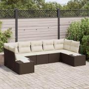 vidaXL Trädgårdsoffset 7 pcs Brun och gräddvit 289 x 154 x 85 cm