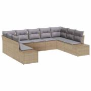 vidaXL Trädgårdsoffset 9 pcs beige och ljusgrå 289 x 209 x 85 cm