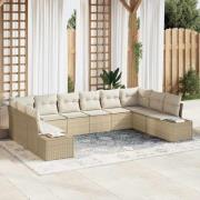 vidaXL Trädgårdsoffset 10 pcs beige och gräddvit 344 x 209 x 85 cm
