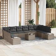 vidaXL Trädgårdsoffset 11 pcs Grå 344 x 209 x 85 cm Poly rattan