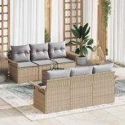 vidaXL Trädgårdsoffset 7 pcs Beige och Ljusgrå 55 x 55 x 37 cm