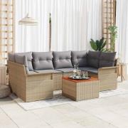 vidaXL Trädgårdsoffset 7 pcs Beige och Ljusgrå 55 x 55 x 37 cm