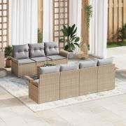 vidaXL Trädgårdsoffset 8 pcs Beige och Ljusgrå 55 x 55 x 37 cm