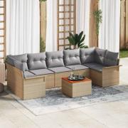 vidaXL Trädgårdsoffset 8 pcs Beige och Ljusgrå 55 x 55 x 37 cm