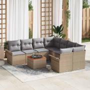 vidaXL Trädgårdsoffset 9 pcs Beige och Ljusgrå 55 x 55 x 37 cm