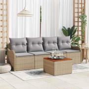 vidaXL Trädgårdsoffset 5 pcs Beige och Ljusgrå 55 x 55 x 37 cm