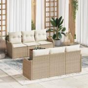 vidaXL Trädgårdsoffset 7 pcs Beige, vit