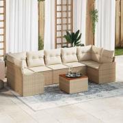 vidaXL Trädgårdsoffset 8 pcs Beige, vit
