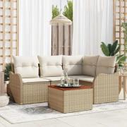 vidaXL Trädgårdsoffset 5 pcs Beige, vit