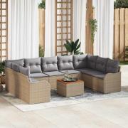 vidaXL Trädgårdsssofa Set 10 pcs Beige, ljusgrå