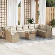 vidaXL Trädgårdsoffset 11 pcs Beige, vit