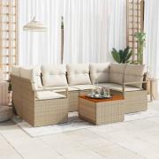 vidaXL Trädgårdsoffset 7 pcs Beige, vit