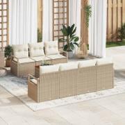 vidaXL Trädgårdsoffset 8 pcs Beige, vit