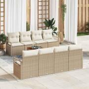 vidaXL Trädgårdsoffset 9 pcs Beige, vit