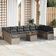 vidaXL Trädgårdsoffset med lagring 11 pcs Grå konstrotting