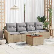 vidaXL Trädgårdsoffset 5 pcs Beige, ljusgrå