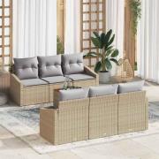 vidaXL Trädgårdsoffset 7 pcs Beige, ljusgrå