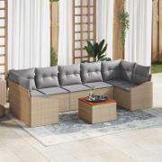 vidaXL Trädgårdsoffset 8 pcs Beige, ljusgrå