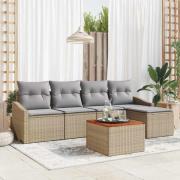 vidaXL Trädgårdsoffset 6 pcs Beige, ljusgrå