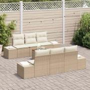 vidaXL Trädgårdsoffset 7 pcs Beige, vit