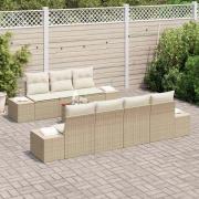 vidaXL Trädgårdsoffset 8 pcs Beige, vit