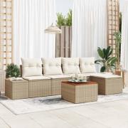 vidaXL Trädgårdsoffset 6 pcs Beige, vit
