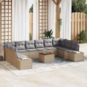 vidaXL Trädgårdsoffset 11 pcs Beige, ljusgrå