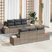 vidaXL Trädgårdsoffset med kudde med lagring 7 pcs Grå Poly rattan