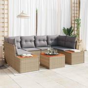 vidaXL Trädgårdsoffset med kudde med lagring 6 pcs Beige Poly rattan