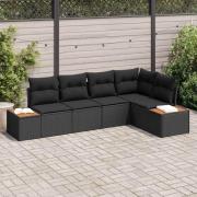 vidaXL Trädgårdsoffset 5 pcs Svart 264 x 154 x 85 cm Poly rattan