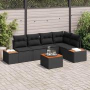 vidaXL Trädgårdsoffset 6 pcs Svart 264 x 154 x 85 cm Poly rattan