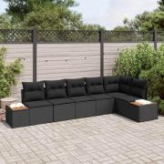 vidaXL Trädgårdsoffset 6 pcs Svart 319 x 154 x 85 cm Poly rattan