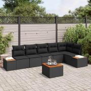 vidaXL Trädgårdsoffset 7 pcs Svart 319 x 154 x 85 cm Poly rattan