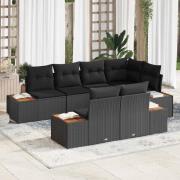 vidaXL Trädgårdsoffset 7 pcs Svart 264 x 154 x 85 cm Poly rattan