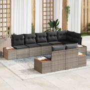vidaXL Trädgårdsoffset 8 pcs Grå 319 x 154 x 85 cm Poly rattan
