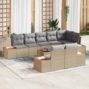 vidaXL Trädgårdsoffset 9 pcs beige och ljusgrå 319 x 154 x 85 cm