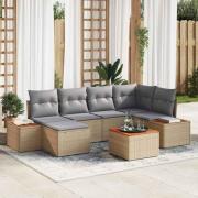 vidaXL Trädgårdsoffset 7 pcs beige och ljusgrå 264 x 154 x 85 cm