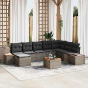 vidaXL Trädgårdsoffset 9 pcs Grå 319 x 209 x 85 cm Poly rattan