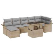 vidaXL Trädgårdsoffset med kudde med lagring 8 pcs Beige Poly rattan