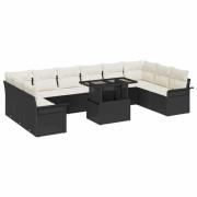 vidaXL Trädgårdsoffset 11 pcs Svart 100 x 55 x 73 cm Poly rattan