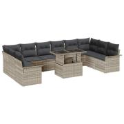 vidaXL Trädgårdsoffset 11 pcs Ljusgrå 100 x 55 x 73 cm Poly rattan