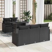 vidaXL Trädgårdsoffset 6 pcs Svart 100 x 55 x 73 cm Poly rattan