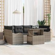 vidaXL Trädgårdsoffset 7 pcs Grå 100 x 55 x 73 cm Poly rattan