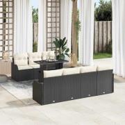 vidaXL Trädgårdsoffset 8 pcs Svart 100 x 55 x 73 cm Poly rattan