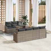 vidaXL Trädgårdsoffset 8 pcs Grå 100 x 55 x 73 cm Poly rattan