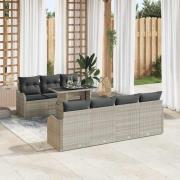 vidaXL Trädgårdsoffset 8 pcs Ljusgrå 100 x 55 x 73 cm Poly rattan